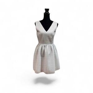 Necessary Objects NWT cream black waffle texture print skater mini dress medium